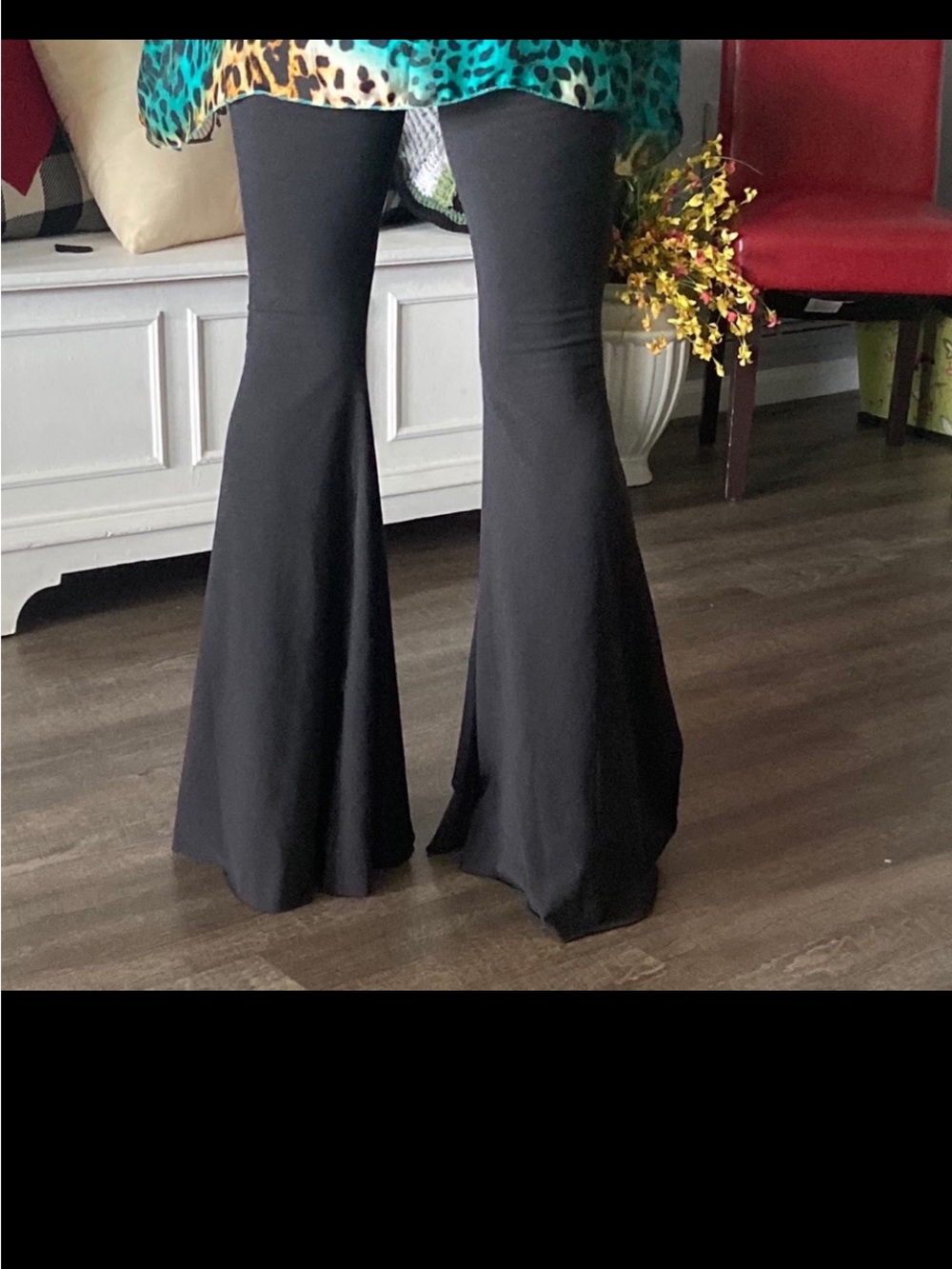 Gamer Girl MADE IN USA! Wide Flair Leg Black Bells (Medium)